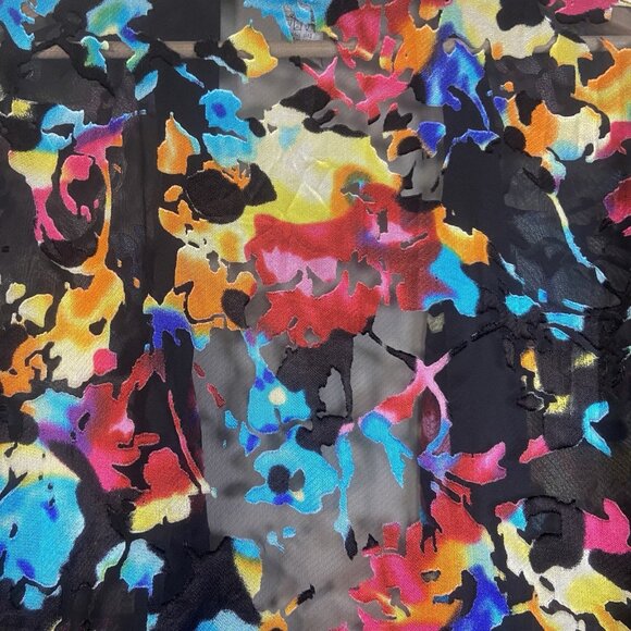 DRAPERS & DAMON KIMONO COVER UP JACKET COAT 1X FRINGE MULTICOLOR FLORAL Boho - Picture 9 of 11